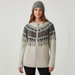 VINTAGE RARE Northern Reflections Embroidered Cardinal Zip Up Sweater XXL‎